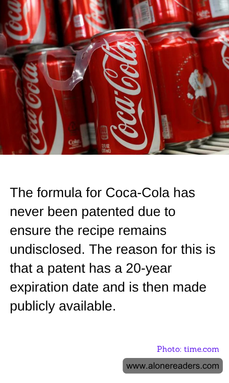 The formula for Coca-Cola has never been patented due to ensure the recipe remains undisclosed. The reason for this is that a patent has a 20-year expiration date and is then made publicly available.