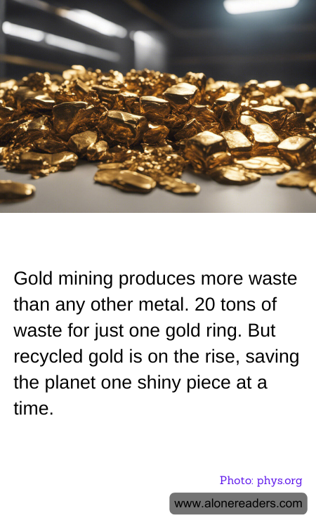 Gold mining produces more waste than any other metal. 20 tons of waste for just one gold ring. But recycled gold is on the rise, saving the planet one shiny piece at a time.