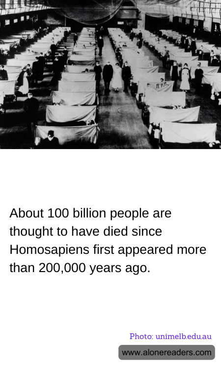 About 100 billion people are thought to have died since Homosapiens first appeared more than 200,000 years ago.