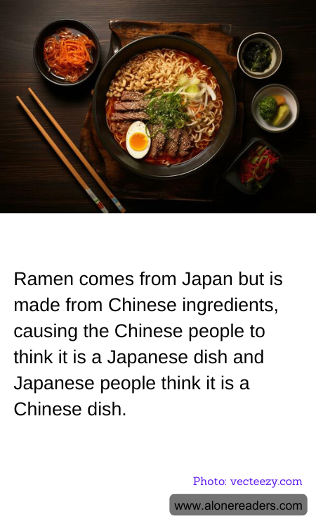 Ramen comes from Japan but is made from Chinese ingredients, causing the Chinese people to think it is a Japanese dish and Japanese people think it is a Chinese dish.