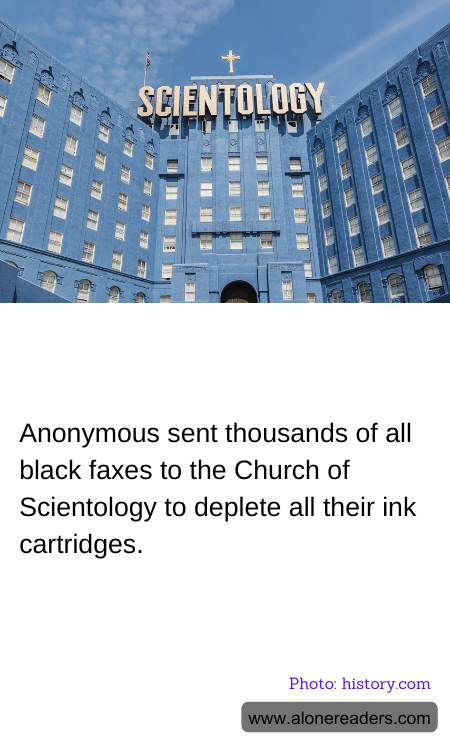Anonymous sent thousands of all black faxes to the Church of Scientology to deplete all their ink cartridges.