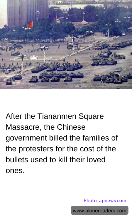 After the Tiananmen Square Massacre, the Chinese government billed the families of the protesters for the cost of the bullets used to kill their loved ones.