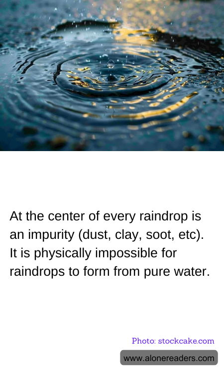 At the center of every raindrop is an impurity (dust, clay, soot, etc). It is physically impossible for raindrops to form from pure water.