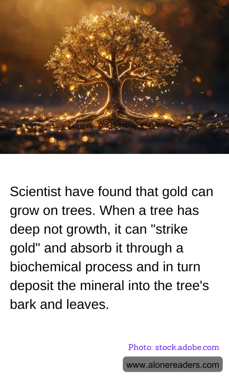 Scientist have found that gold can grow on trees. When a tree has deep not growth, it can "strike gold" and absorb it through a biochemical process and in turn deposit the mineral into the tree's bark and leaves.