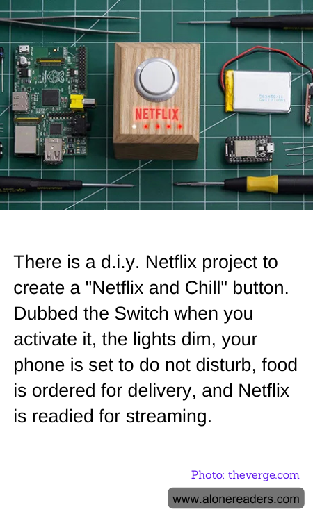 There is a d.i.y. Netflix project to create a "Netflix and Chill" button. Dubbed the Switch when you activate it, the lights dim, your phone is set to do not disturb, food is ordered for delivery, and Netflix is readied for streaming.