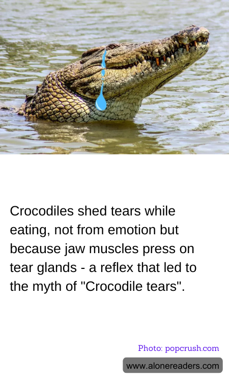 Crocodiles shed tears while eating, not from emotion but because jaw muscles press on tear glands - a reflex that led to the myth of "Crocodile tears".