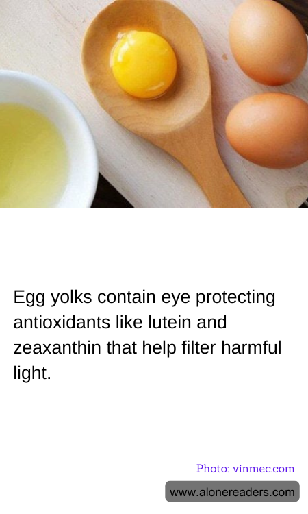 Egg yolks contain eye protecting antioxidants like lutein and zeaxanthin that help filter harmful light.