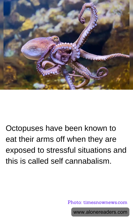 Octopuses have been known to eat their arms off when they are exposed to stressful situations and this is called self cannabalism.
