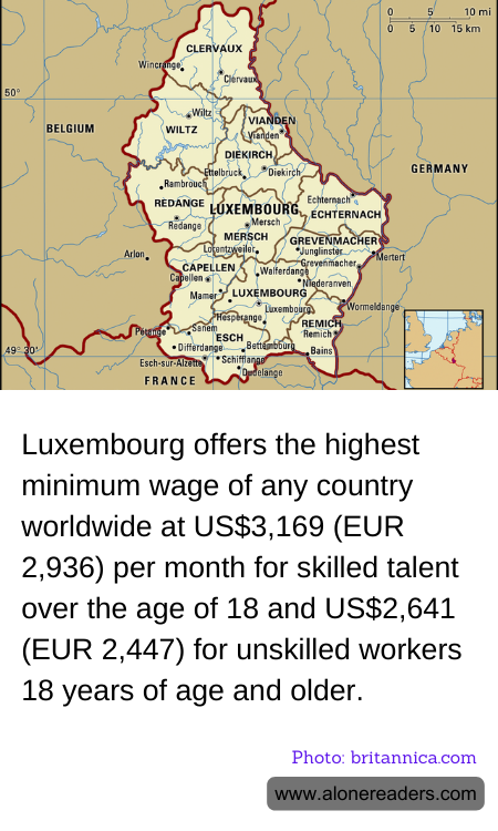 Luxembourg offers the highest minimum wage of any country worldwide at US$3,169 (EUR 2,936) per month for skilled talent over the age of 18 and US$2,641 (EUR 2,447) for unskilled workers 18 years of age and older.