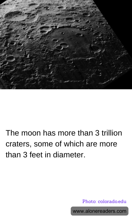 The moon has more than 3 trillion craters, some of which are more than 3 feet in diameter.