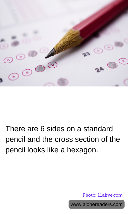 There are 6 sides on a standard pencil and the cross section of the pencil looks like a hexagon.
