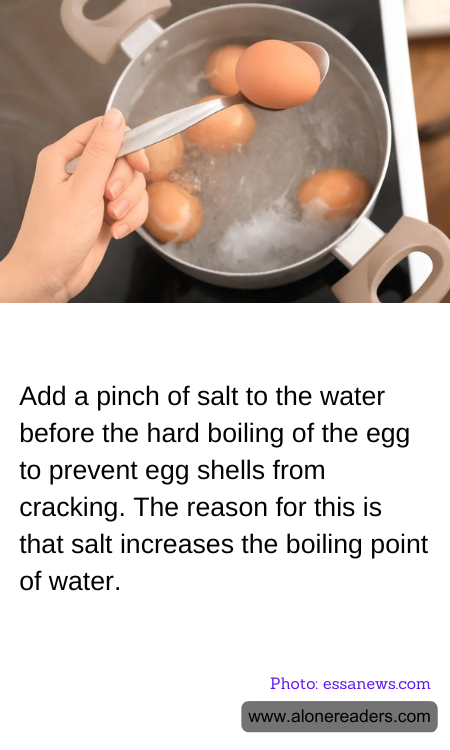 Add a pinch of salt to the water before the hard boiling of the egg to prevent egg shells from cracking. The reason for this is that salt increases the boiling point of water.