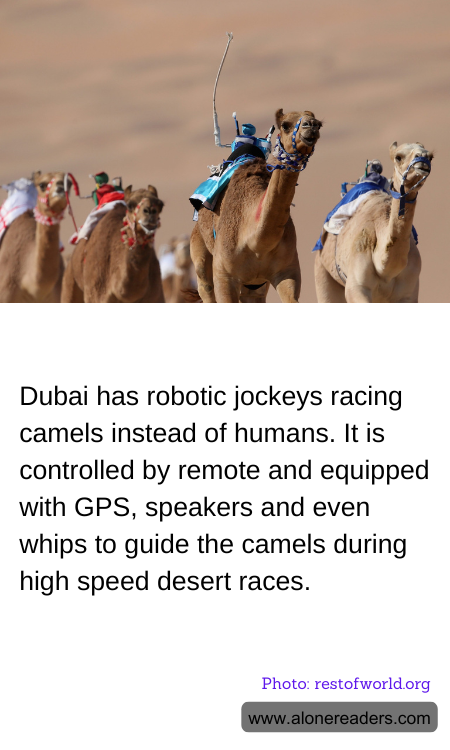Dubai has robotic jockeys racing camels instead of humans. It is controlled by remote and equipped with GPS, speakers and even whips to guide the camels during high speed desert races.