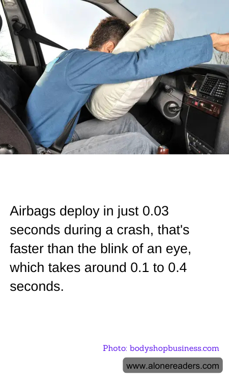 Airbags deploy in just 0.03 seconds during a crash, that's faster than the blink of an eye, which takes around 0.1 to 0.4 seconds.