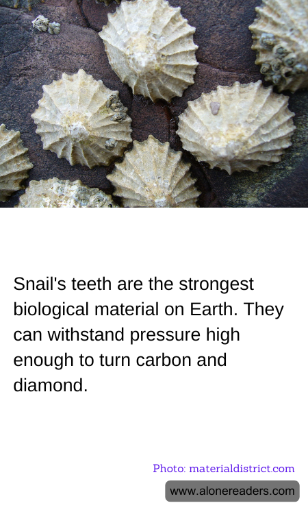 Snail's teeth are the strongest biological material on Earth. They can withstand pressure high enough to turn carbon and diamond.