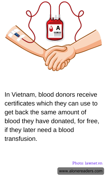 In Vietnam, blood donors receive certificates which they can use to get back the same amount of blood they have donated, for free, if they later need a blood transfusion.