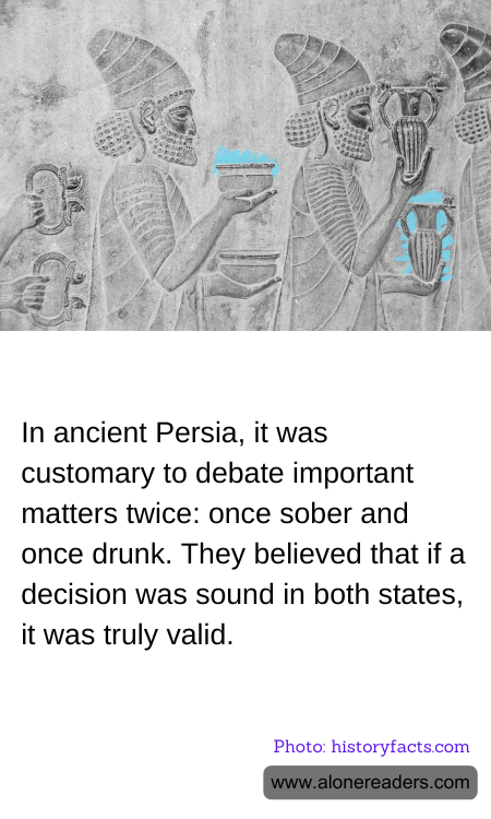 In ancient Persia, it was customary to debate important matters twice: once sober and once drunk. They believed that if a decision was sound in both states, it was truly valid.