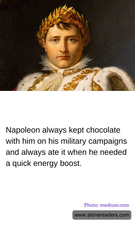 Napoleon always kept chocolate with him on his military campaigns and always ate it when he needed a quick energy boost.