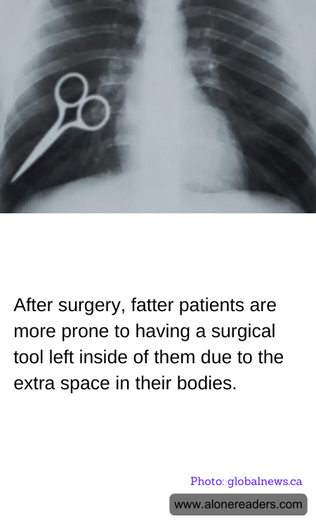 After surgery, fatter patients are more prone to having a surgical tool left inside of them due to the extra space in their bodies.