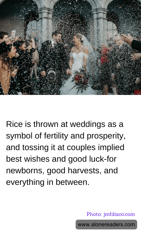 Rice is thrown at weddings as a symbol of fertility and prosperity, and tossing it at couples implied best wishes and good luck-for newborns, good harvests, and everything in between.