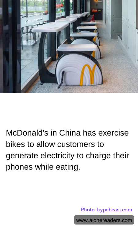 McDonald's in China has exercise bikes to allow customers to generate electricity to charge their phones while eating.