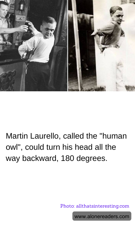 Martin Laurello, called the "human owl", could turn his head all the way backward, 180 degrees.