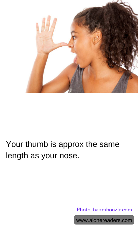 Your thumb is approx the same length as your nose.
