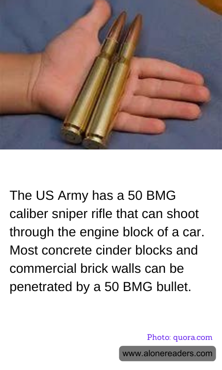 The US Army has a 50 BMG caliber sniper rifle that can shoot through the engine block of a car. Most concrete cinder blocks and commercial brick walls can be penetrated by a 50 BMG bullet.