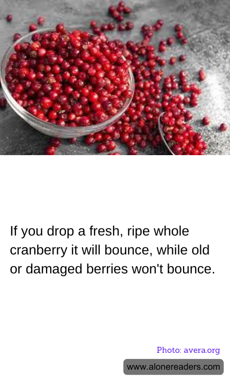 If you drop a fresh, ripe whole cranberry it will bounce, while old or damaged berries won't bounce.