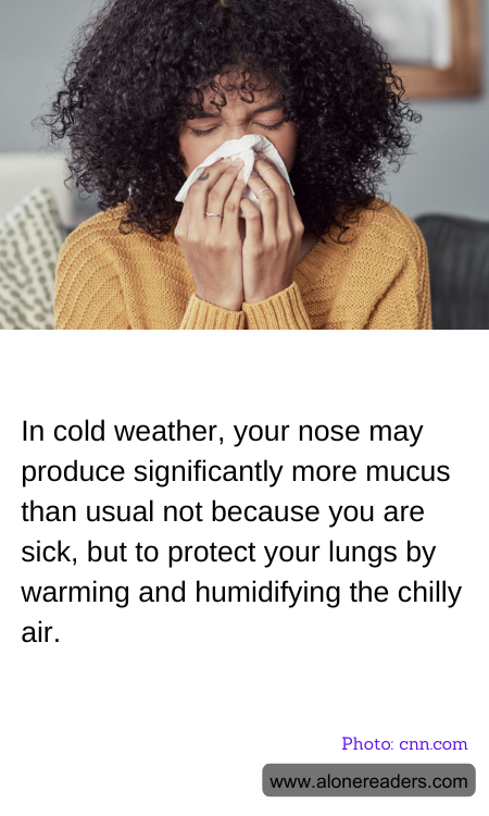 In cold weather, your nose may produce significantly more mucus than usual not because you are sick, but to protect your lungs by warming and humidifying the chilly air.