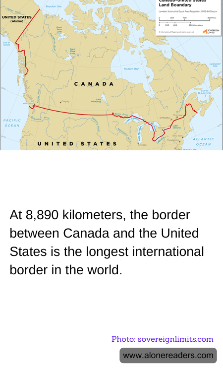 At 8,890 kilometers, the border between Canada and the United States is the longest international border in the world.
