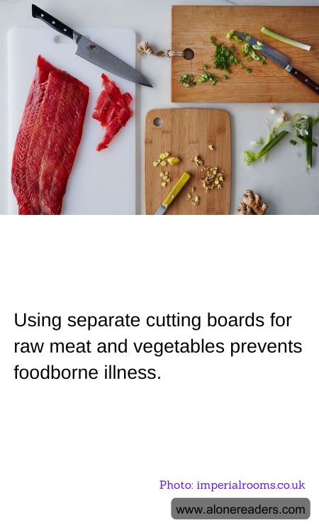Using separate cutting boards for raw meat and vegetables prevents foodborne illness.