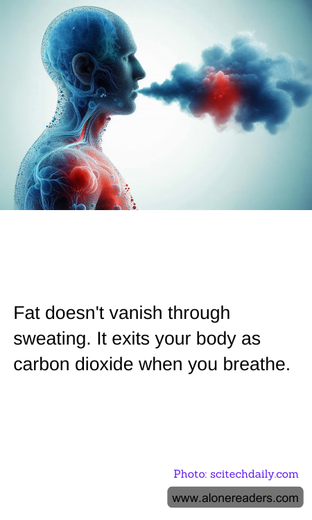 Fat doesn't vanish through sweating. It exits your body as carbon dioxide when you breathe.