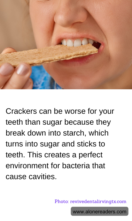 Crackers can be worse for your teeth than sugar because they break down into starch, which turns into sugar and sticks to teeth. This creates a perfect environment for bacteria that cause cavities.