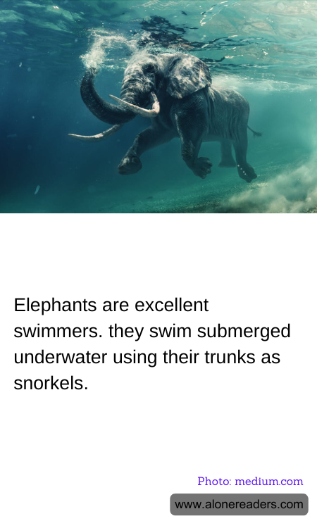 Elephants are excellent swimmers. they swim submerged underwater using their trunks as snorkels.
