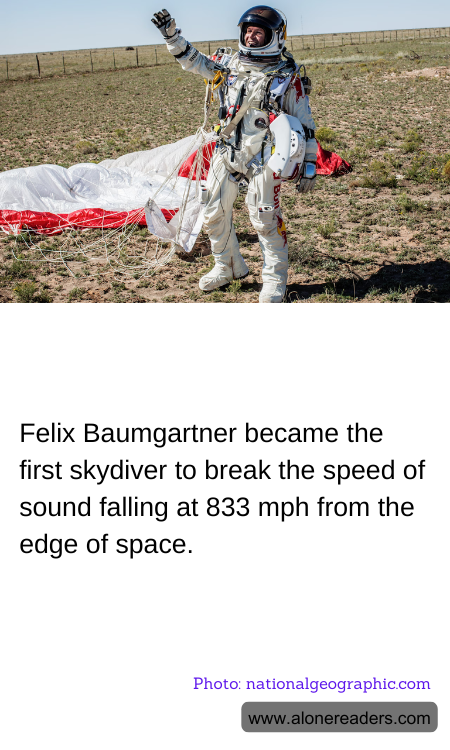 Felix Baumgartner became the first skydiver to break the speed of sound falling at 833 mph from the edge of space.