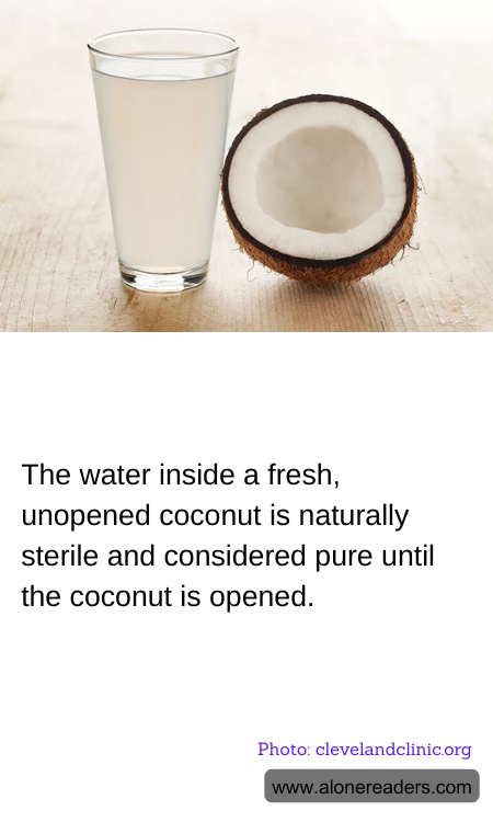 The water inside a fresh, unopened coconut is naturally sterile and considered pure until the coconut is opened.