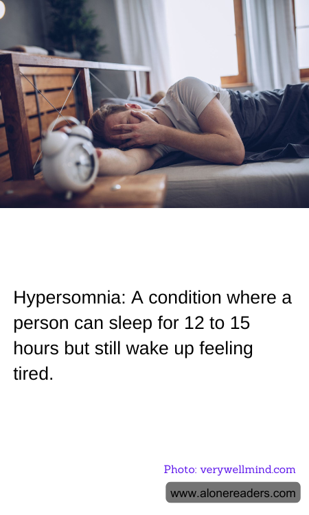 Hypersomnia: A condition where a person can sleep for 12 to 15 hours but still wake up feeling tired.
