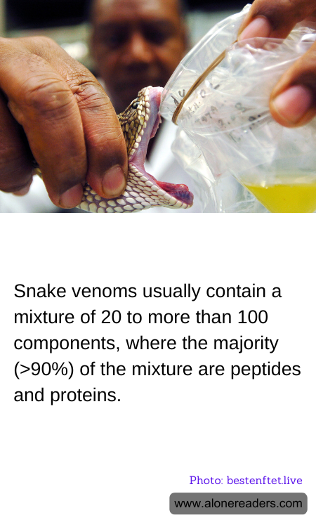 Snake venoms usually contain a mixture of 20 to more than 100 components, where the majority (>90%) of the mixture are peptides and proteins.