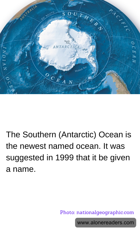 The Southern (Antarctic) Ocean is the newest named ocean. It was suggested in 1999 that it be given a name.