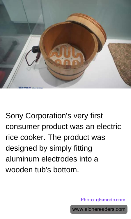 Sony Corporation's very first consumer product was an electric rice cooker. The product was designed by simply fitting aluminum electrodes into a wooden tub's bottom.