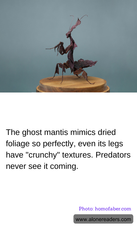 The ghost mantis mimics dried foliage so perfectly, even its legs have "crunchy" textures. Predators never see it coming.