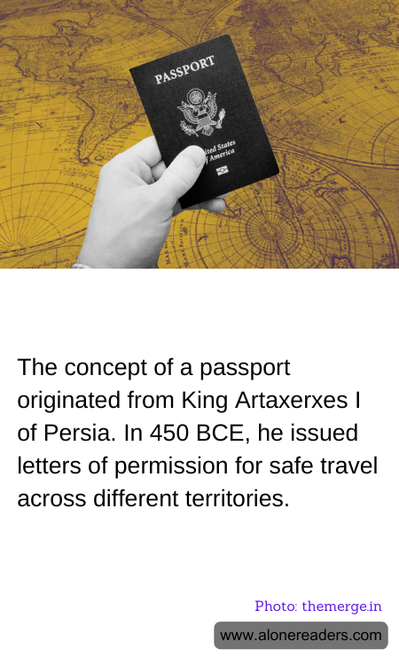 The concept of a passport originated from King Artaxerxes I of Persia. In 450 BCE, he issued letters of permission for safe travel across different territories.